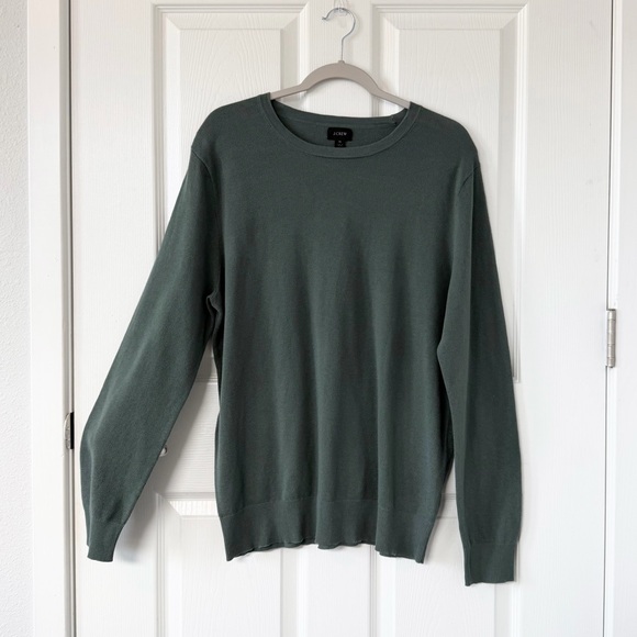 J. Crew Cotton-Cashmere Pique Crewneck Sweater in Sage Green NWT - Picture 2 of 7